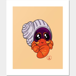 Comic hermit crab in kawaii style Posters and Art